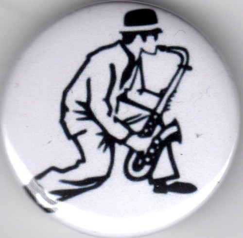 Sax player pin button - sax,