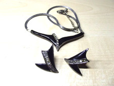 Schmuck-Set, 3teilig, Ohrstecker+Kette Strass Edelstahl Emaille