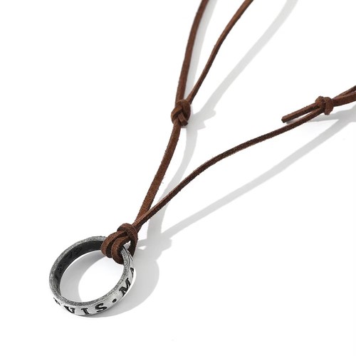 Ring halskette leder anhänger - halskette,