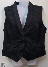 7255# Micolet, Lerros Chaleco Negro Rayas Diplomatica, Damen,  Weste Größe: 44