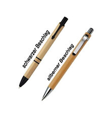 Bambus-Druckkugelschreiber, Beschläge silber oder schwarz, blaue Mine