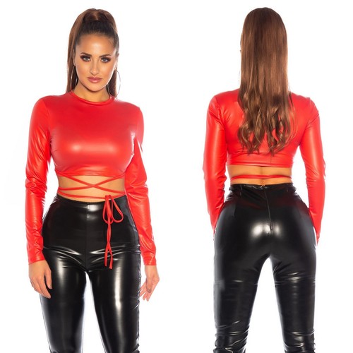 Rotes kunstleder crop - rotes,