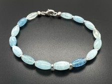 ARMBAND 925/- SILBER RHODINIERT MIT AQUAMARIN & HÄMATIT  SILBERZEIT SCHMUCKJAGD