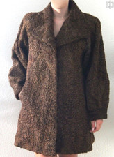 Damen Pelzmantel Echpelz Astrachan Schaf Pelzjacke Karakul Leder Mantel Gr. 42