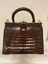 Krokodil Leder Tasche Vintage mit IRV Plombe ca. 50/60 er Jahre