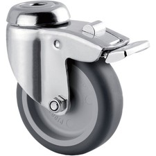 TENTE Lenkrolle Edelstahl Rückenloch und Feststeller 75 mm 75 kg