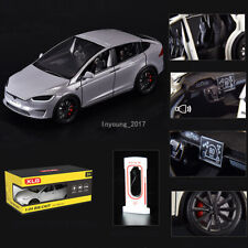 1/24 Tesla Model X Automodell Druckguss Spielzeug Türen Offen Pull Back Grau