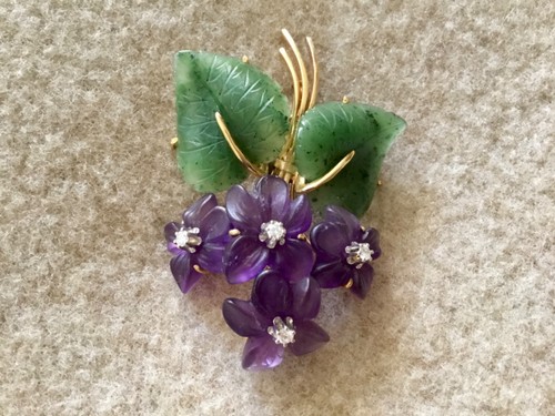 Amethyst blütenbrosche mit - amethyst,