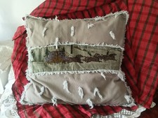 Landhaus -Deko Kissenbezug-Groß-UNIKAT--Winter-Recycling-Upcycling-ca.61 x 57cm.