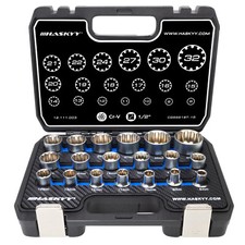 HASKYY® Steckschlüssel Satz 1/2 Werkzeug 8-32 Vielzahn Nuss Nüsse Torx Zoll KFZ