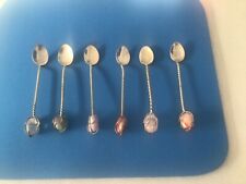 6 zauberhafte Mokkalöffelchen , Silber und Halbedelsteine