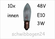 48 V 3 W E10 Spitzkerze Topkerze Riffelkerze Glühlampe für Schwibbogen 10 Stück