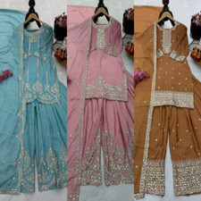 Partykleidung Kunstgeorgette Designer rosa Salwar Kameez mit Dupatta für Frauen