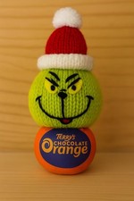 Der Grinch Weihnachten Schokolade Orange Hülle Strickanleitung nur Basteln Festlich