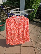 sehr schöne Damen Bluse von VA Milano QVC, rot mit weißen Blüten-Muster, Gr. 46