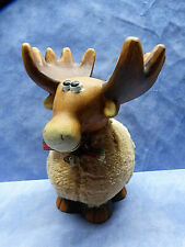 21628. Keramik Elch mit Kuschelfell   Weihnachten  Deko Figur  20 cm