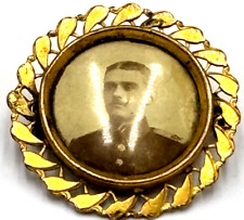 Antike Foto Brosche Jugendstil Soldaten Foto Gold Double