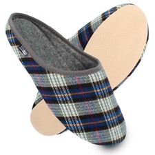 Hausschuhe Herren Damen Filz mit Gummisohle blau kariert Gr. 36-50 filsko Abisko