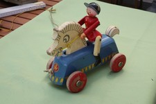 Altes Nachziehpferdchen Holz, 40er 50er Jahre, Original Walter