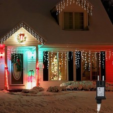 LED Eisregen Lichterkette Eisregenkette Balkon Außen Deko Garten Lampion IP44