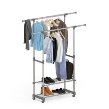 Kleiderständer auf Rollen mit 2 Ablagen verstellbar Schwerlast Garderobenständer