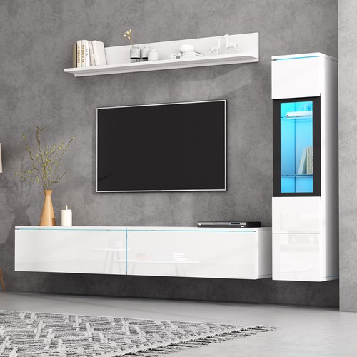 Led schrank set 3tlg - led, tv-schrank