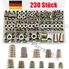 230 Stück Einschraubmutter, Gewindeeinsatz Holz Einschraubmutter M4 M5 M6 M8 M10