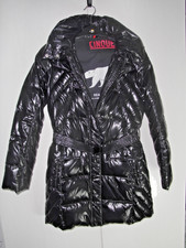 S002 Cinque Daunensteppmantel Real Down tiefschwarz Gr. 36, abnehmbare Kapuze