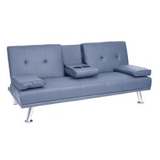3er-Sofa HWC-F60, Couch Schlafsofa Gästebett, Tassenhalter verstellbar 97x166cm
