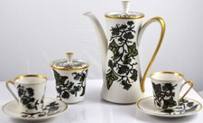 Moccaservice   Weinlaub   handbemalt -Kanne, Tassen- Ein Unikat !