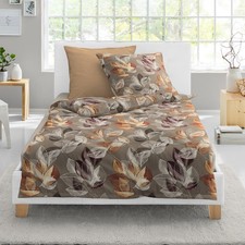 Bettwäsche Bierbaum Biber 4136-81 Blätter nuss caramel orange 135x200