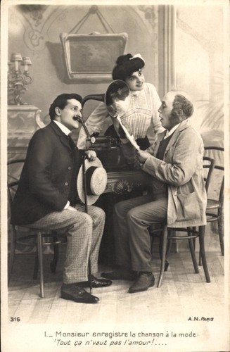 Grammophon menschen am - ak,