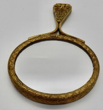 alter kleiner filigraner Taschen Handspiegel 2-seitig 11,3x6cm 1900 FRANKREICH