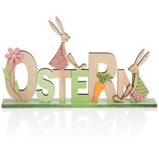 Deko Aufsteller für Ostern - Schriftzug mit Osterhasen - Osterdeko