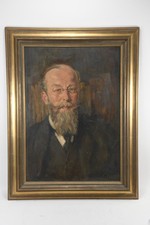 C23T32- Gemälde bärtiger Mann in Anzug undeutlich signiert Anf. 20.Jh