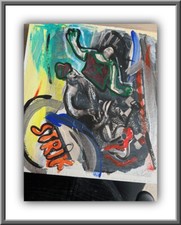 Kunst Mann sex Malerei  Pop Art Acryl/Foto auf Leinwandpappe  artbrut Portrait