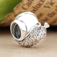 Sterlingsilber 925 Schmuck Anhänger kleiner süßer Schnecke  Charm f Armband #6