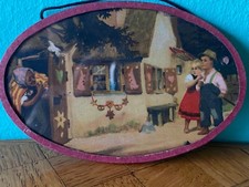 Altes Bild hinter Glas Hänsel Gretel  Puppenstube Puppenhaus dollhouse picture