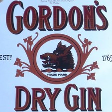 GORDON'S DRY GIN Riesiger Reklame Spiegel London um 1970 PERFEKT Wildschwein RAR