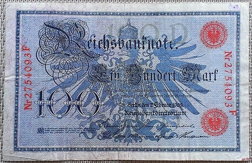 100 mark reichsbanknote 1908 - reichsbanknote,