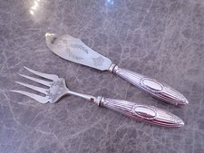 Judendstil Fischvorlegebesteck 2-teilig mit Griffen in Silber 800er TOP-Zustand!