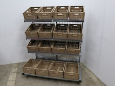 Obstregale 130cm chrom 1x Obst Gemüse Regale incl 16 Obstkisten Kunststoff neu