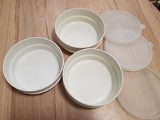 Tupperware Stapel-Quick 3 Schüssel Gr-B Servierschale Dose Ø 14cm weiß-transpar