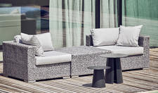 MERCY ROPE - Couchtisch 90x90x42 - Polypropylen Seil hellgrau