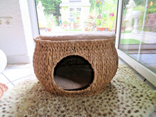 Katzenschlafkorb, Höhle, Wasserhyazinthe mit 2 Kissen - Maße: ca. 53 x 31 cm