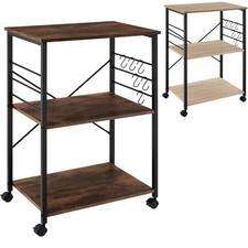 Servierwagen Küchenregal mit Rollen Küchenwagen 3 Ablagen Metall Holz Industrie