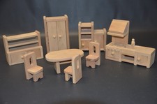 Puppenstubenmöbel - Puppen Möbel - Holz Natur belassen - 8 Teile