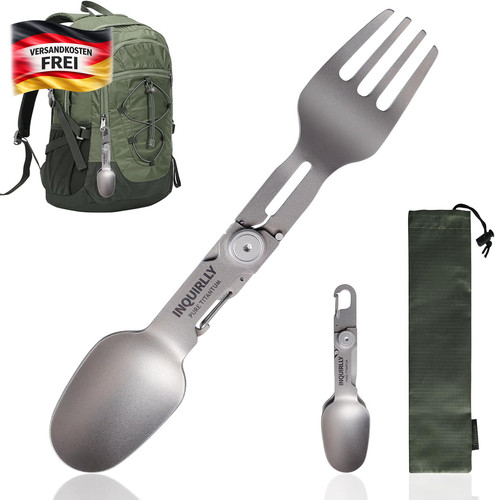 Camping besteck titan - besteck, 2-in-1