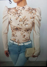 Damen Langarmshirt  Bluse  Bussines freizeit Hemd Rundhals Blusehemd Oberteile M