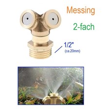 2-fach 1/2" Wasser Zerstäubung Düse Wassernebel Sprinkler Gartenschlauch Bewässe